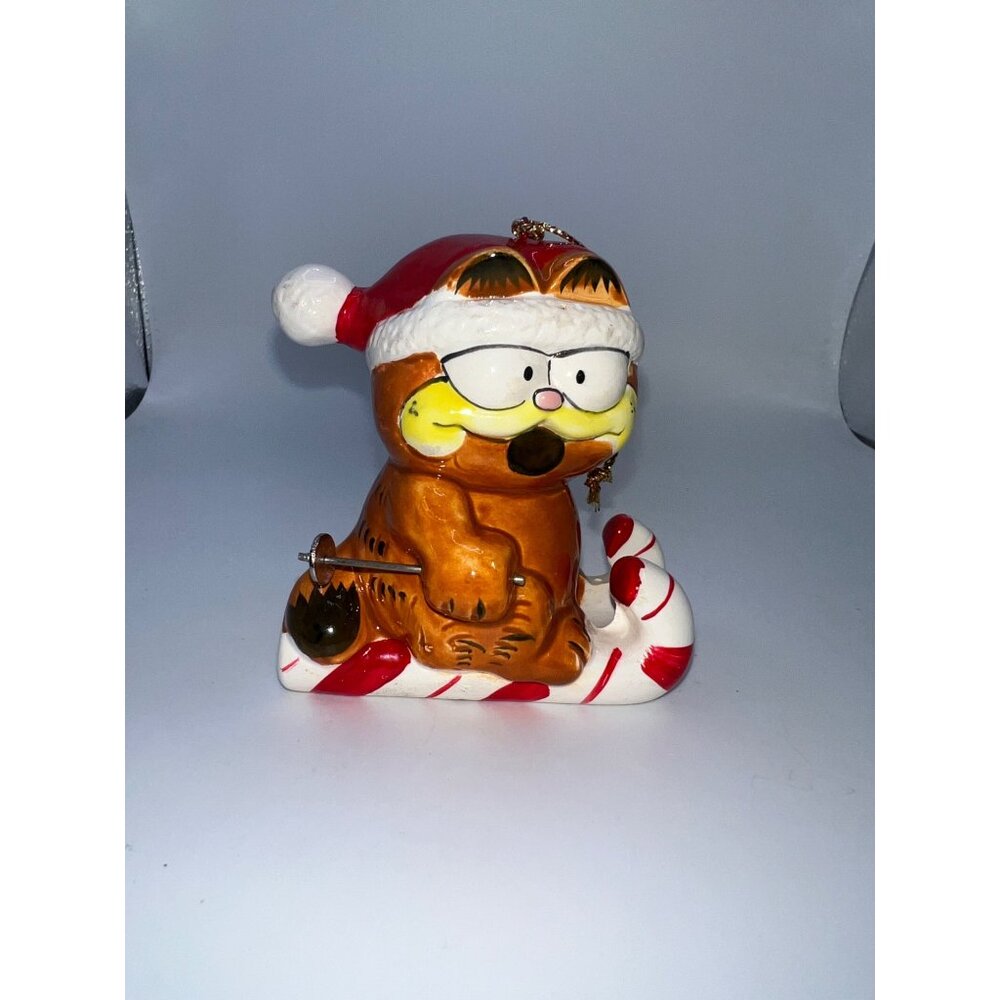 Vintage 1978 Garfield The Cat Skiing Ceramic Christmas‎ Ornament Xmas Decor Cats